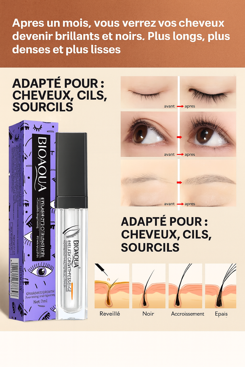 RianiLash™ – Sérum Naturel Pour des Cils Plus Longs, Plus Denses et Plus Forts
