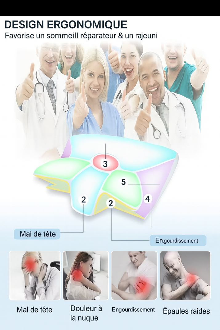 1Pc Memory Foam Cervical Pillow, 2 in 1 Ergonomic Contour Orthopedic Pillow for Neck Pain, Contoured Support Pillows,Neck Pillow